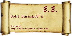 Bohl Barnabás névjegykártya